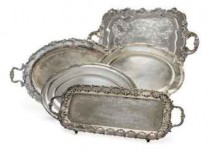 silver-plated serving trays